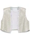 Forte Forte Cropped Knit Vest With Textured Surface And Sequin Trim