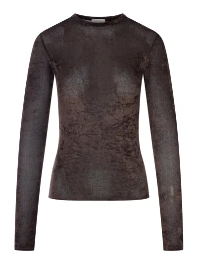 Forte Forte Marbled Velvet Effect T-shirt In Brown