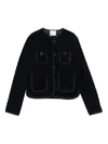 Forte Forte Short Quilted Jacket With Round Neck And Pockets In Multi