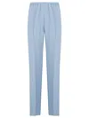 Forte Forte Relaxed-fit Blue Trousers With Straight Leg Design And Subtle Sheen In Blue