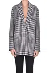 Forte Forte Maxi Houndsthooth Print Coat In Black