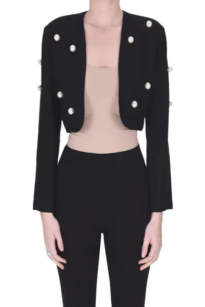 Forte Forte Maxi Pearls Cropped Jacket In Black