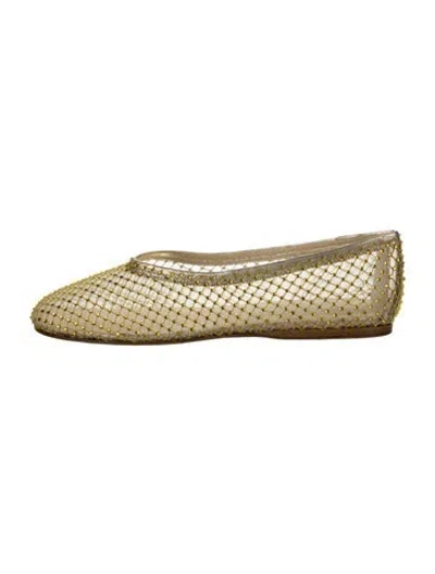 Pre-owned Forte Forte Mesh Crystal Embellishments Ballet Flats In Yellow