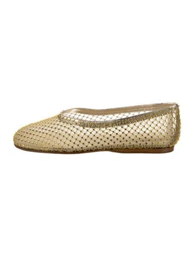 Pre-owned Forte Forte Mesh Crystal Embellishments Ballet Flats In Yellow