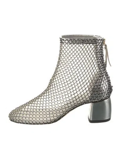 Pre-owned Forte Forte Mesh Crystal Embellishments Boots In Silver