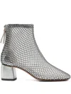 Forte Forte Mesh-panel Block-heel Boots In Silver