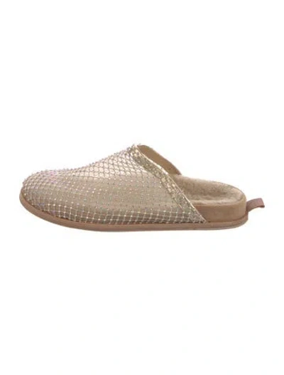 Pre-owned Forte Forte Mesh Patterned Mules In Gold