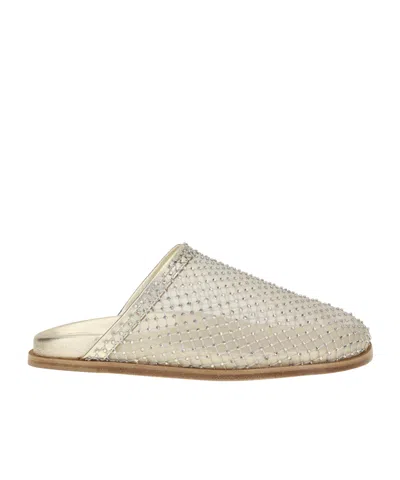 Forte Forte Mesh Rhinestone Mules In White
