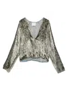 Forte Forte Metallic-effect V-neck Blouse In Silver
