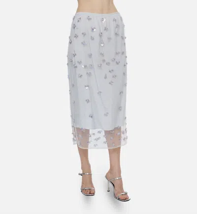Forte Forte Metallic Floral Sequins Skirt In Light Violet In White