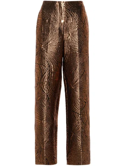 Forte Forte Metallic Matelassé Straight Trousers In Gold