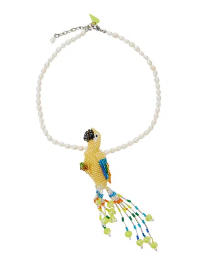 Forte Forte Metallic Necklace With Animal Pendant In Pearls Woman In Grey