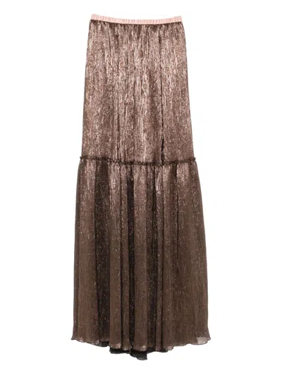 Forte Forte Metallic Pleated Skirt In Brown