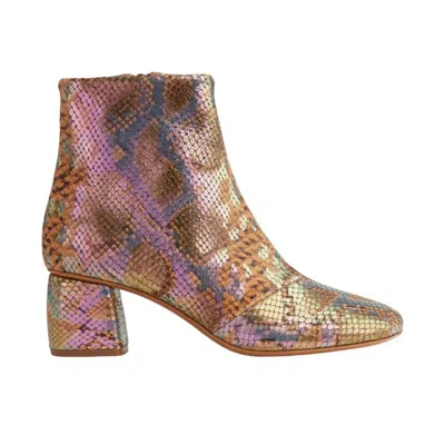 Forte Forte Metallic Printed Ankle Boot In Orange