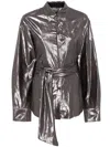 Forte Forte Metallic Shirt In Ombra Grey