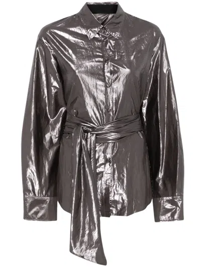 Forte Forte Metallic Shirt In Ombra Grey