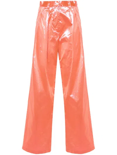 Forte Forte Metallic Straight Trousers In Pink