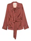 Forte Forte Metallic-striped Belted Jacket In Brown