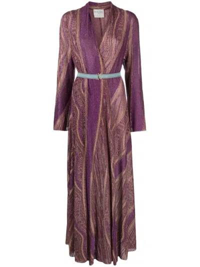 Forte Forte Metallic-thread Ribbed-knit Maxi Dress In Purple