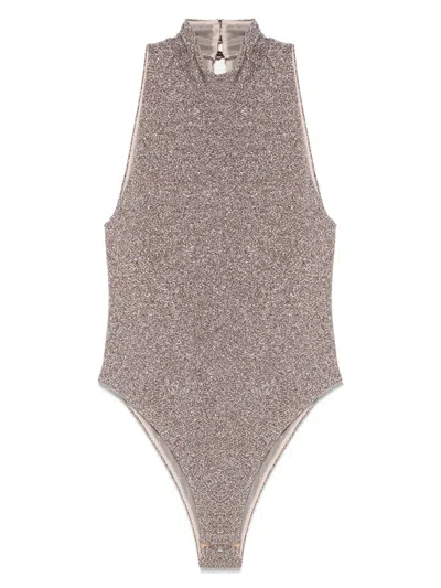 Forte Forte Oberteil Im Metallic-look In Neutral