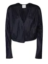 Forte Forte Patterned-jacquard Long-sleeve Blouse In Blue