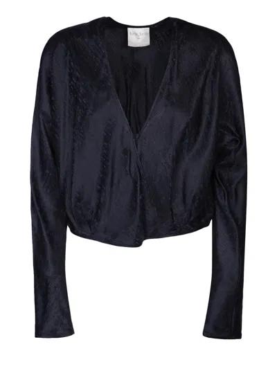 FORTE FORTE MICRODAMIER BLUE KIMONO SHIRT
