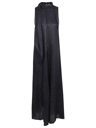 Forte Forte Microdamier Fluid Jacquard Scarf Dress In Nuit