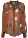 Forte Forte Mix-print Semi-sheer Shirt In 褐色