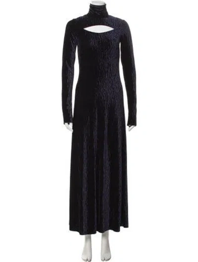Pre-owned Forte Forte Mock Neck Long Dress In Blue