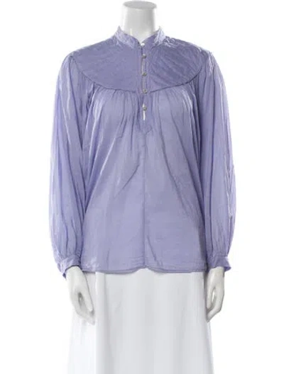 Pre-owned Forte Forte Mock Neck Long Sleeve Blouse In Purple