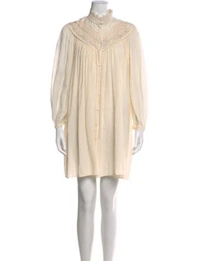 Pre-owned Forte Forte Mock Neck Mini Dress In Neutral
