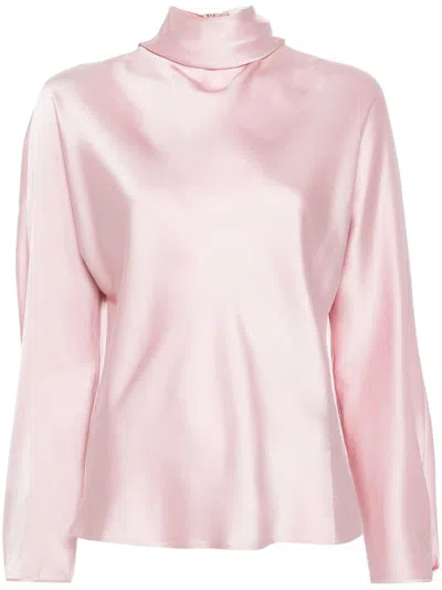 Forte Forte Mock-neck Silk Blouse In Pink