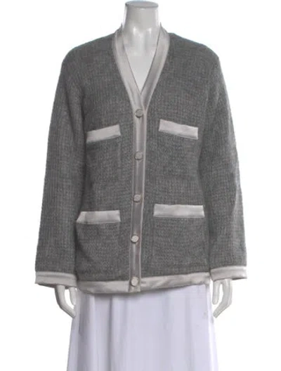 Pre-owned Forte Forte Mohair Colorblock Pattern Sweater In Gray