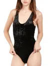 Forte Forte Moir Stretch Velvet Bodysuit In Noir In Black