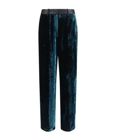Forte Forte Moiré Velvet Tuxedo Pants In Blue