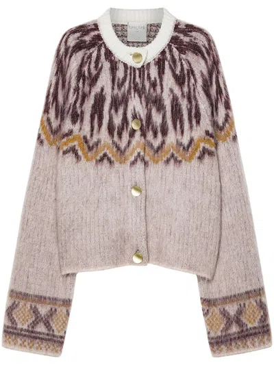 FORTE FORTE MOIREE FAIR ISLE JACQUARD BABY ALPACA CARDIGAN