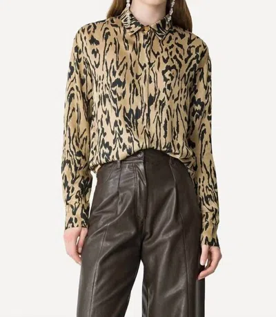 Forte Forte Moiree Print Satin Oversized Shirt In Honey In Gold