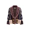 Forte Forte Fringed-trim Geometric-pattern Cardigan In Multi