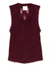 Forte Forte Sleeveless Burgundy Knit Sweater With Openwork Details In Burgundy