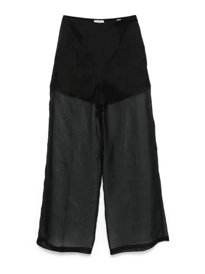Forte Forte My Pants Semi-sheer Trousers In Silk In Black