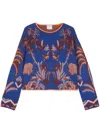 Forte Forte Nature-motif Brushed Jumper In Blau
