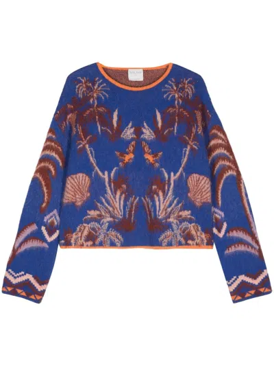 Forte Forte Nature-motif Brushed Jumper In Blue