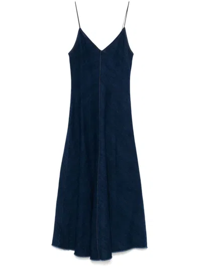 FORTE FORTE NAVY BLUE COTTON MIDI DRESS
