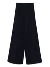 Forte Forte High-waisted Wide-leg Trousers In Soft Blue Fabric In Black
