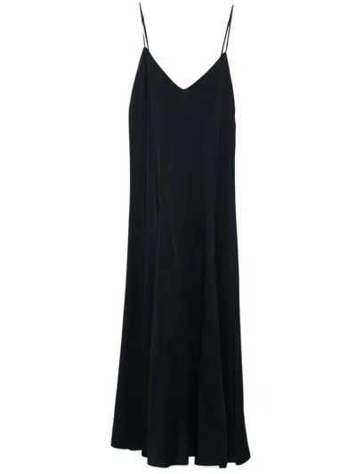 FORTE FORTE NAVY BLUE SATIN MIDI SLIPDRESS