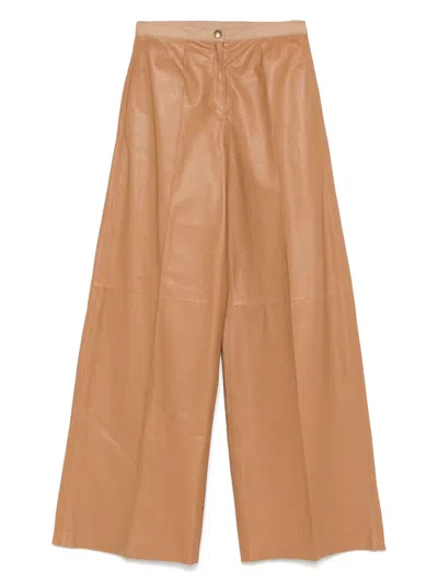 Forte Forte Noisette Nappa Leather High Pants In Brown