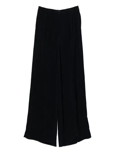 Forte Forte Notte Fluid Chic Velvet Pants In Green