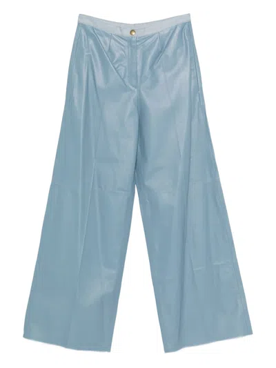 Forte Forte Nuage Nappa Leather High Pants In Blue