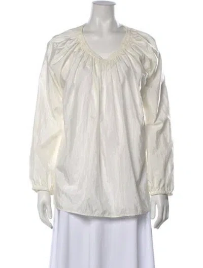 Pre-owned Forte Forte Nylon Scoop Neck Blouse In White