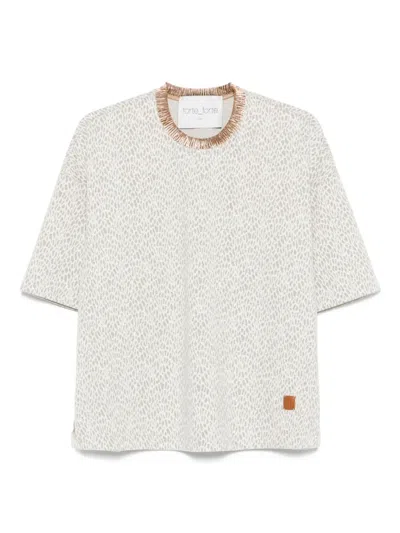 Forte Forte Ocelot-print Embellished T-shirt In White
